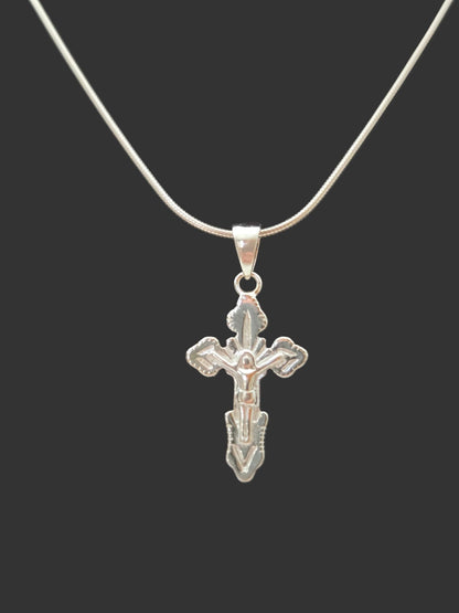 JRL32 - classic 925 silver cross with Jesus - Christian Crafts