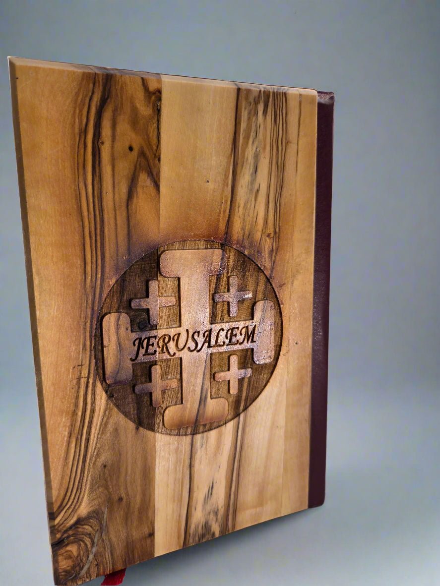 King James Bible with Handcrafted Holy Land Olive Wood Cover - Christian Crafts