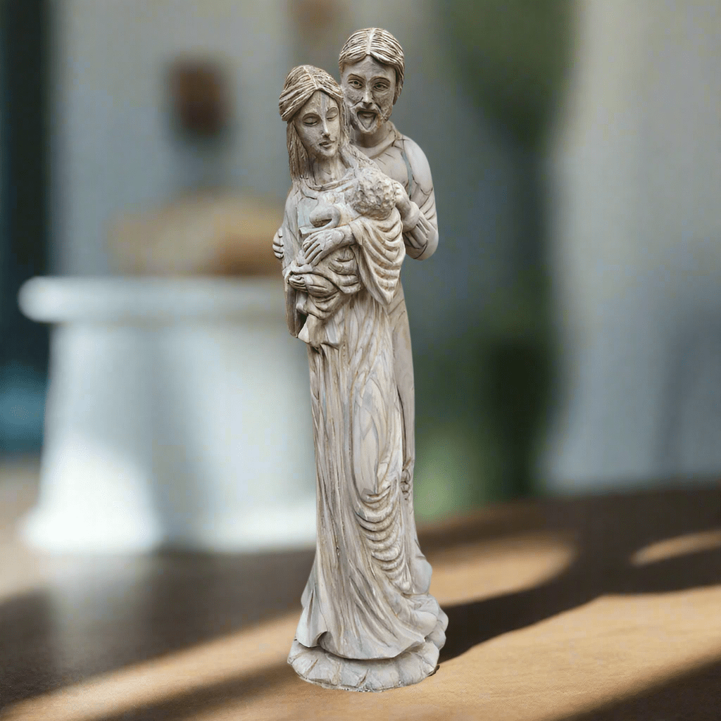 Masterpiece Olive Wood Holy Family Sculpture — Limited - Edition Hand - Carved Statue - Christian Crafts