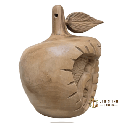 Olive Wood “Apple” Nativity Ornament — Hand - Carved Holy Family Keepsake - Christian Crafts