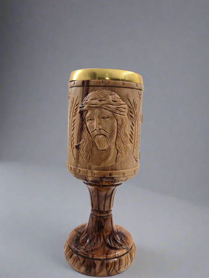 Olive Wood Chalice with "God Bless Our Home" Engraving (The Cup) - Christian Crafts