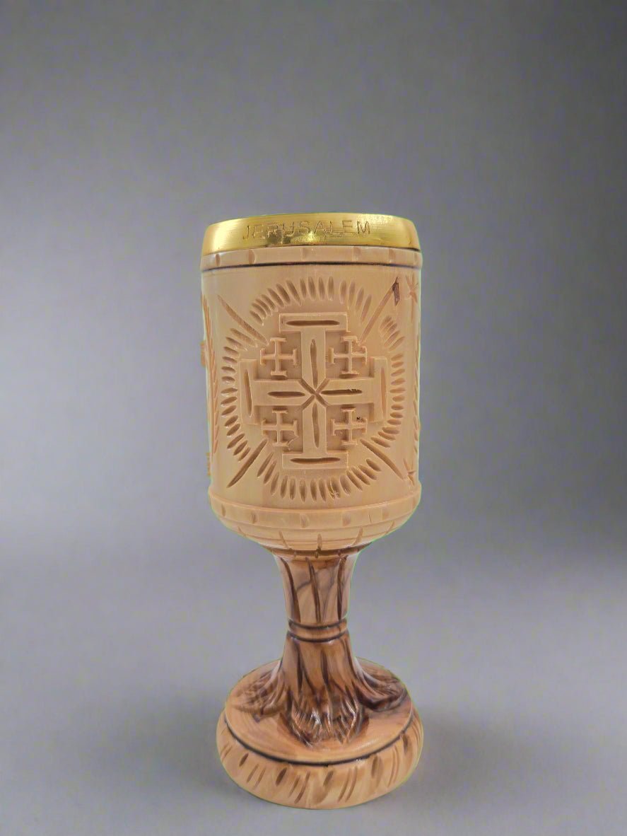Olive Wood Chalice with "God Bless Our Home" Engraving (The Cup) - Christian Crafts
