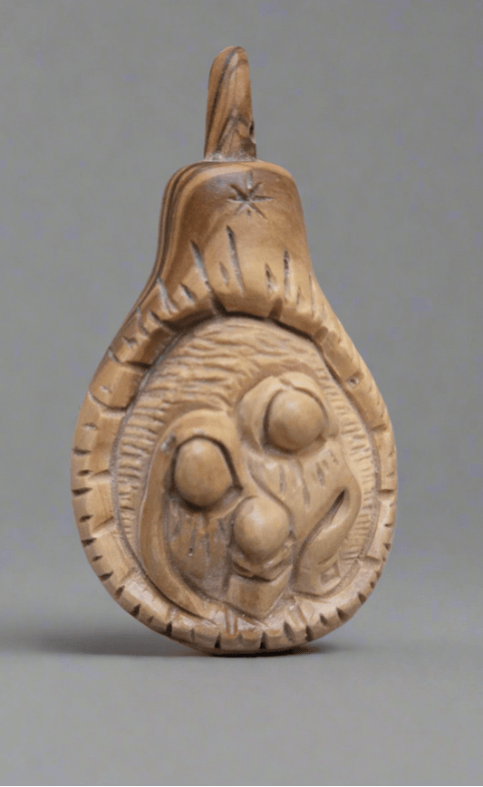 Olive Wood Holy Family “Pear” Ornament — Hand - Carved Christmas Keepsake - Christian Crafts