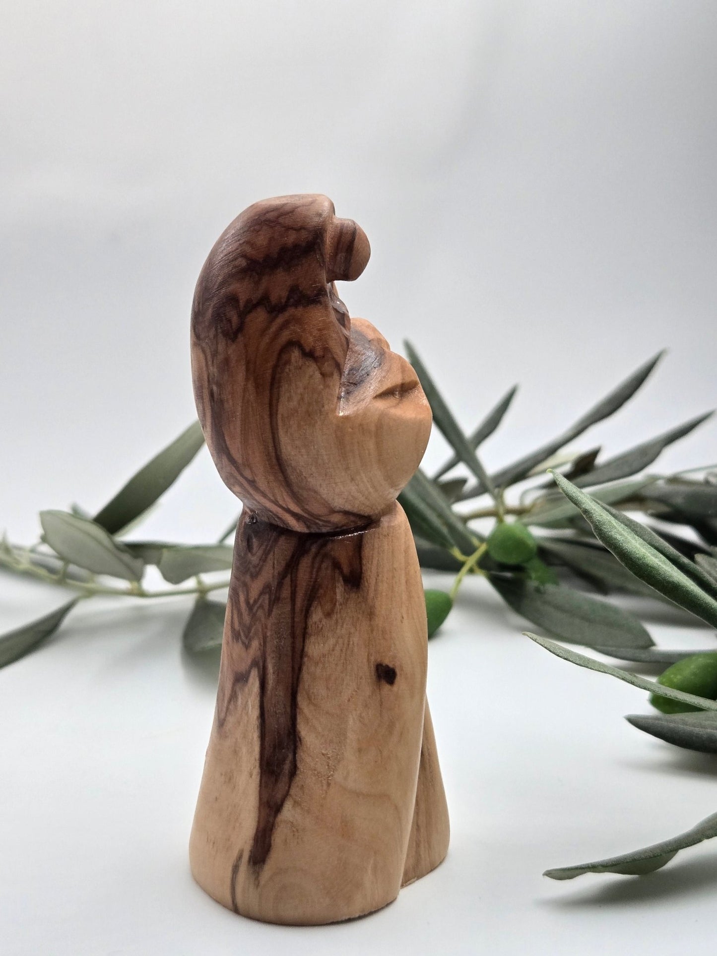 Olive Wood Holy Land Trio – Abstract Madonna & Child, St. Joseph & Jerusalem Cross (3 - Piece Set) - Bundle