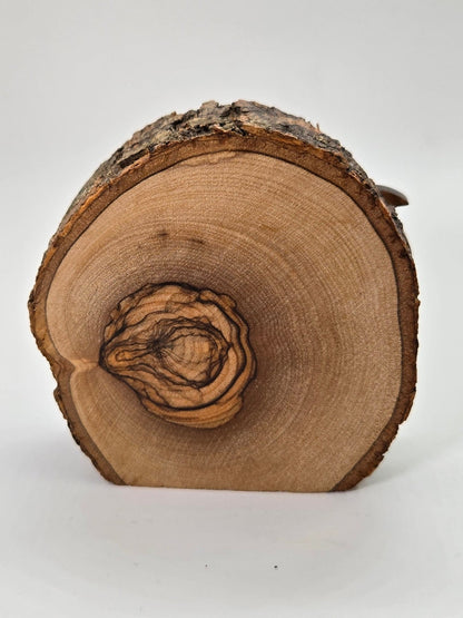 Olive Wood Log Nativity Cave – Holy Family from Bethlehem - Christian Crafts