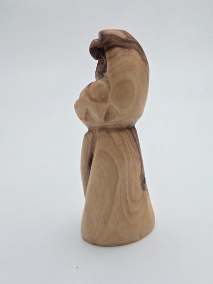 Olive Wood 'Merry Carrying Jesus' Sculpture (Faceless) - Christian Crafts