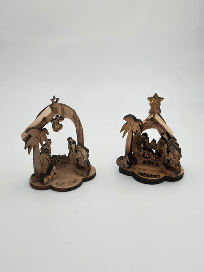 Olive Wood Mini Nativity Duo Bundle — Bethlehem (Set of 2, Desk & Home) - Christian Crafts