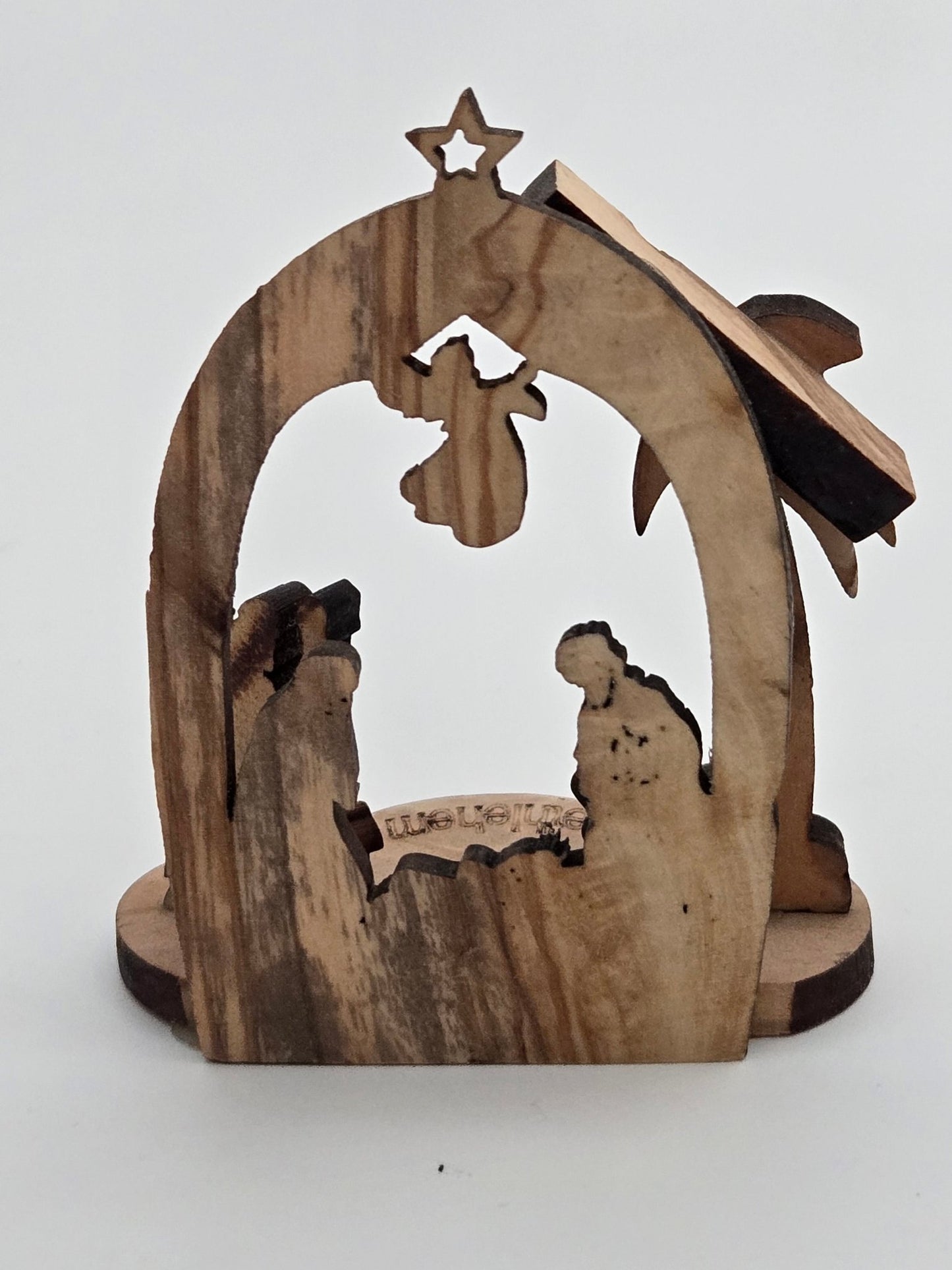 Olive Wood Nativity Ornament — Mini Holy Land Crèche for Christmas Tree - Christian Crafts