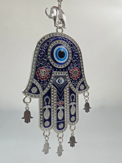 Pewter Hamsa with Evil Eye & Elephant – Hand of Mary - Christian Crafts