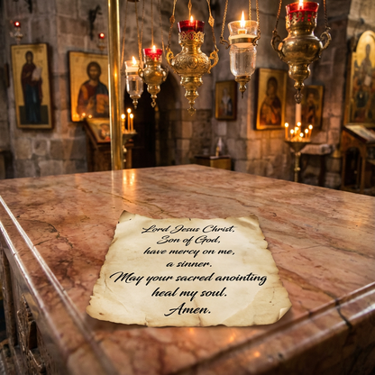 Prayer Service at the Stone of Anointing – Church of the Holy Sepulchre, Jerusalem