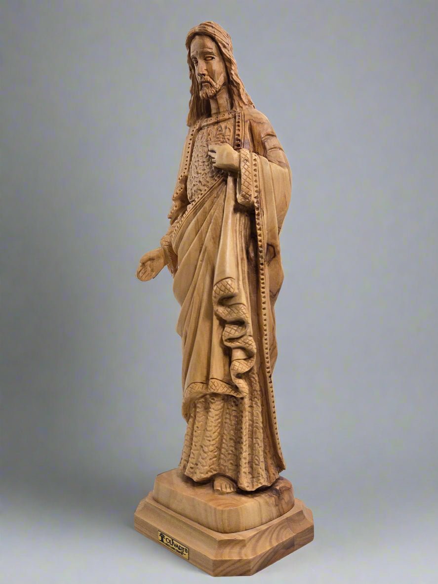 Sacred Heart Masterpiece | Hand - Carved Olive Wood (Holy Land) - Christian Crafts