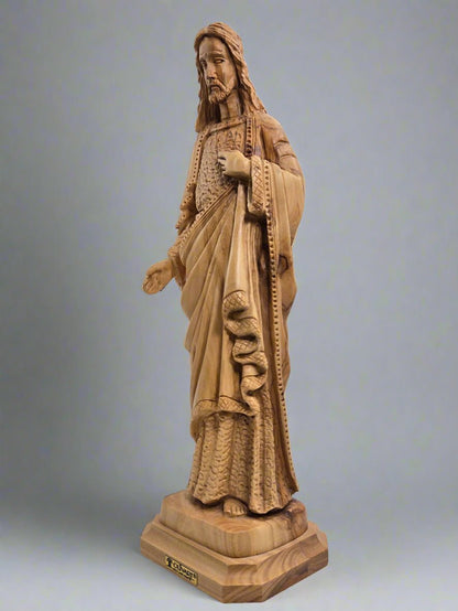 Sacred Heart Masterpiece | Hand - Carved Olive Wood (Holy Land) - Christian Crafts