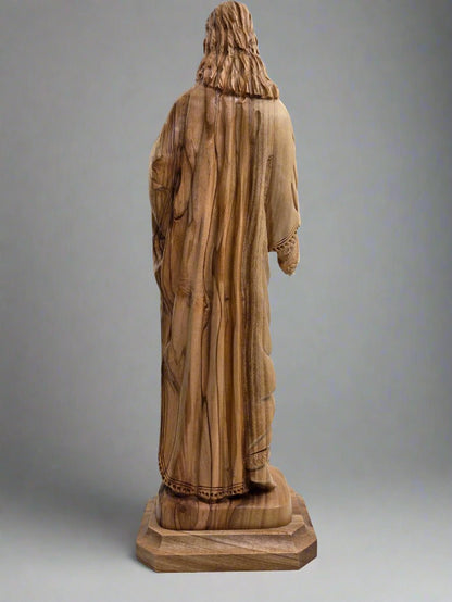 Sacred Heart Masterpiece | Hand - Carved Olive Wood (Holy Land) - Christian Crafts