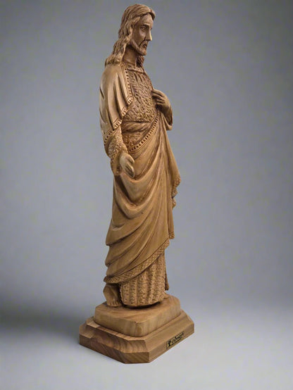 Sacred Heart Masterpiece | Hand - Carved Olive Wood (Holy Land) - Christian Crafts