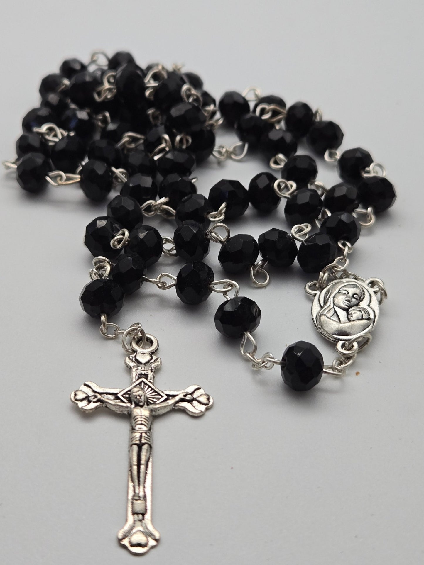 Sacred Holy Land Rosary: Olive Wood & Glass Beads with Holy Soil & Pewter Crucifix - Christian Crafts