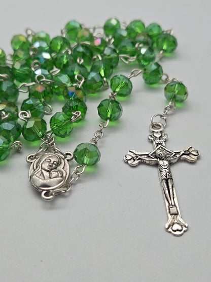 Sacred Holy Land Rosary: Olive Wood & Glass Beads with Holy Soil & Pewter Crucifix - Christian Crafts