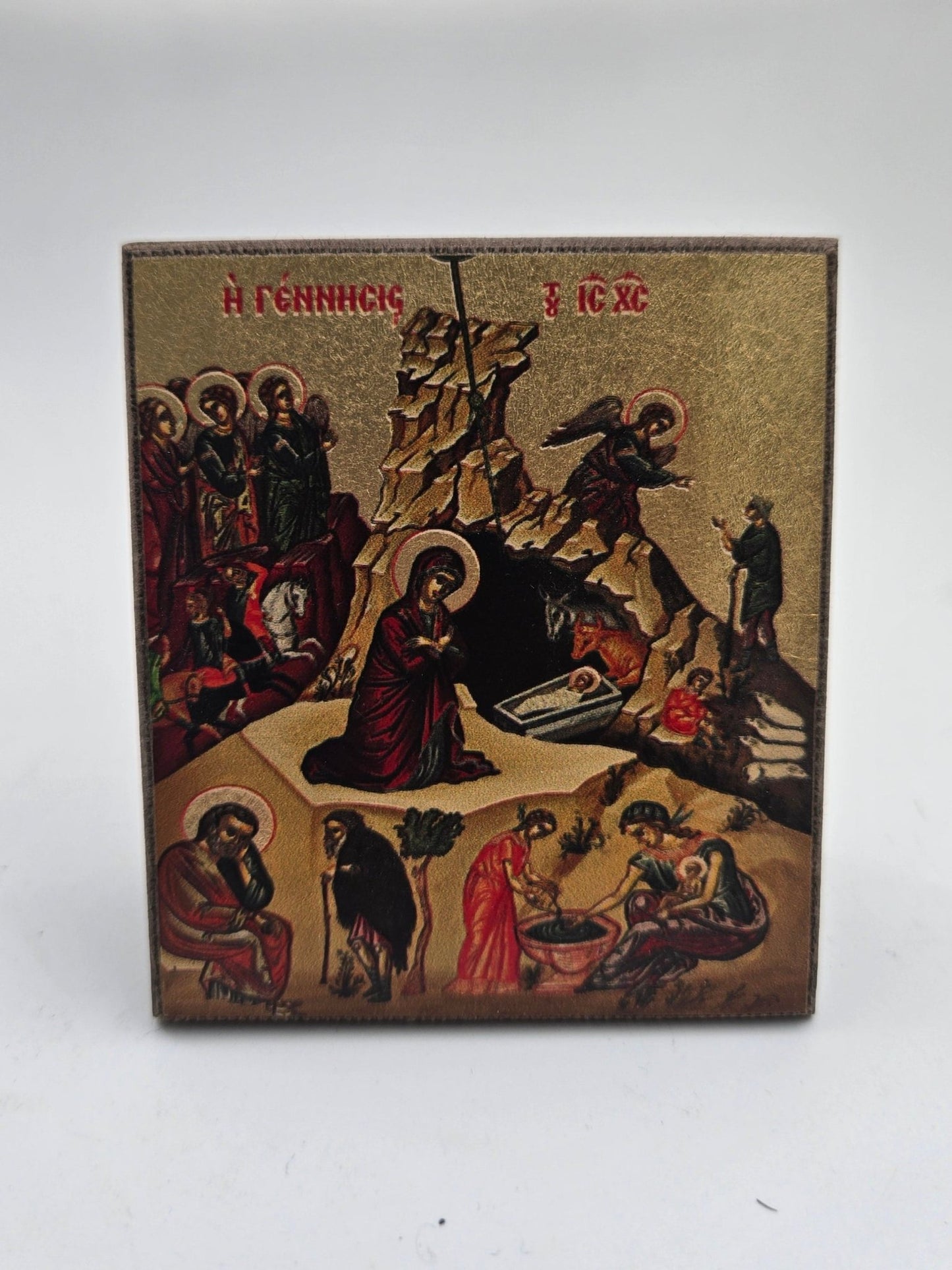 The Birth of Jesus Golden - Plated Icon - A Sacred Treasure from the Holy Land - Christian Crafts
