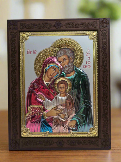 The Holy Family Icon: Silver Wood Framed Art from the Holy Land - Christian Crafts