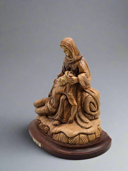 The Pieta Olive Wood Sculpture - The Master art - Christian Crafts