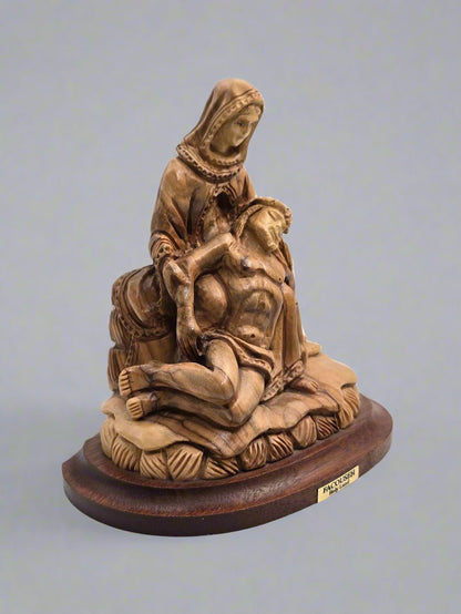The Pieta Olive Wood Sculpture - The Master art - Christian Crafts