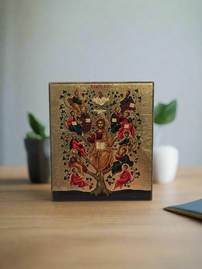 The Tree of Life Icon: Handcrafted Gold - Plated Wood from the Holy Land - Christian Crafts