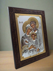 Virgin Mary 7 Sorrows Icon - Handcrafted Olive Wood & Silver/Golden Plated - Christian Crafts